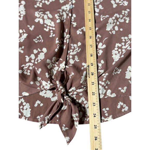 NEW West Kei Womens S Button-Down Blouse  Flowers Print V-Neck Tie Front Boho - Picture 10 of 11